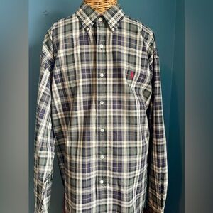 Ralph Lauren Long Sleeve Button Down Plaid Shirt Men’s XL Green Blue Red Yellow